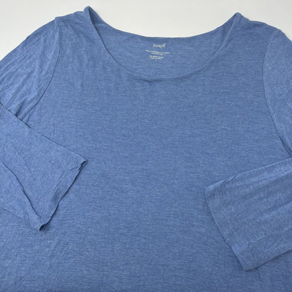 J. Jill PureJill Womens Supersoft 3/4 Sleeve Elliptical Tee Size L Blue